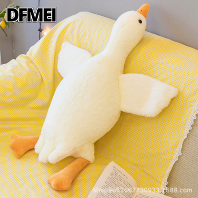 DFMEI 婚慶拋灑大白鵝女生牀上睡覺可愛大白鵝玩偶抱枕毛絨玩具公仔娃娃, 大白鵝