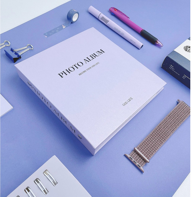 갓라이프 바인더 접착식 포토 사진 앨범, 라일락 25매