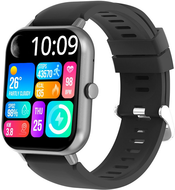 PEJE 운동 걸음 수 건강 관리 블루투스 통화 스마트워치 한국판, 검정색, 4.6cm, GPS + 블루투스