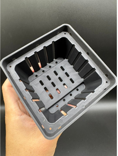 CHAN HSING 塑膠透氣盆, 1個, 1個黑色4吋透明盆