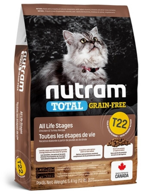 Nutram 紐頓貓糧 5.4kg 均衡營養配方 呵護腸胃 亮麗毛髮, 1個, T22火雞+雞肉,宅配限20公斤(過重運費另計), 雞肉+火雞