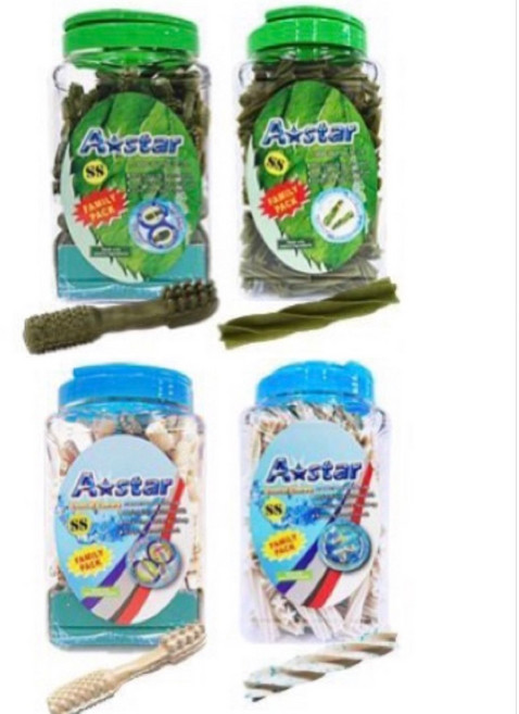 A-Star 潔牙骨 螺旋五星 亮白 大桶1100 g 狗零食, 1.1kg, 1個, 多效雙刷頭M