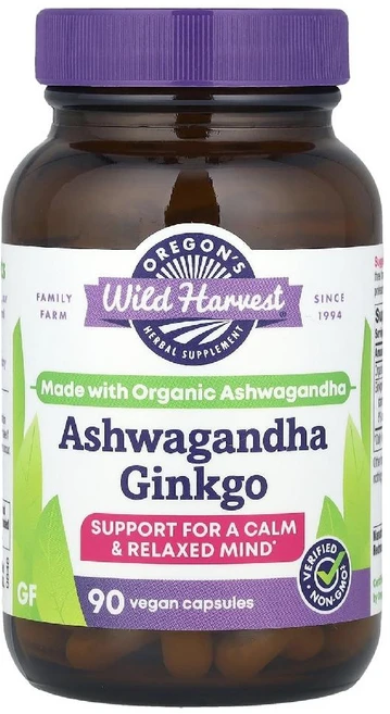 오레곤스와일드하베스트 아슈와간다 징코 젤라틴 캡슐 90정, 1개 - 쿠팡