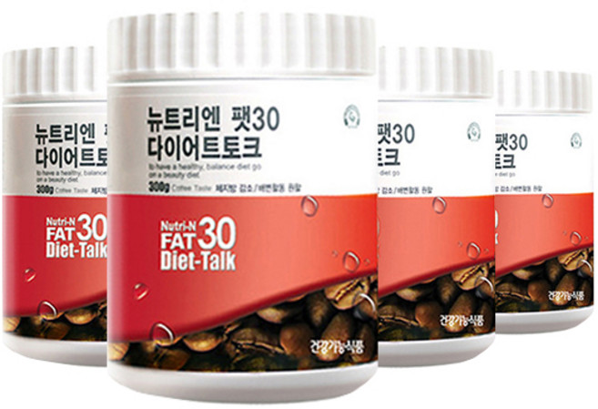 (당일 출고) 뉴트리엔 팻30 다이어트 토크커피 대용량300g 가르시니아 배변 숙변 식이섬유 음료 뱃살, 300g, 4개