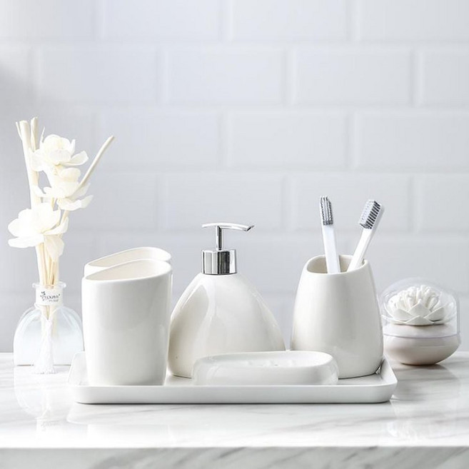 키밍 호텔 욕실 도자기 디스펜서 5종세트 세미락, 상세페이지 참조, 1개