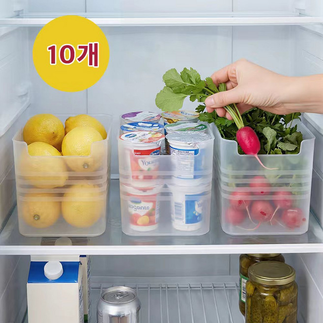다용도 냉장고 식재료 야채 과일 보관 정리함, 투명, 10개