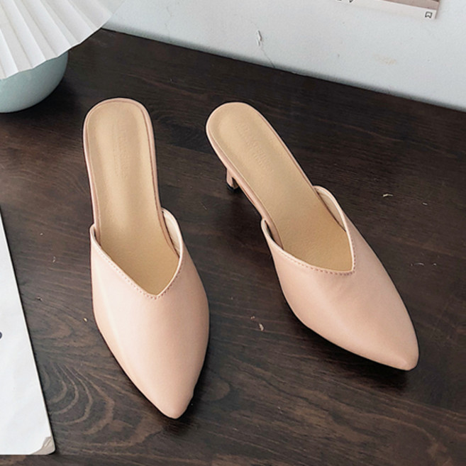 라블 여성용 브이컷 7cm 스틸레토 힐 슬리퍼