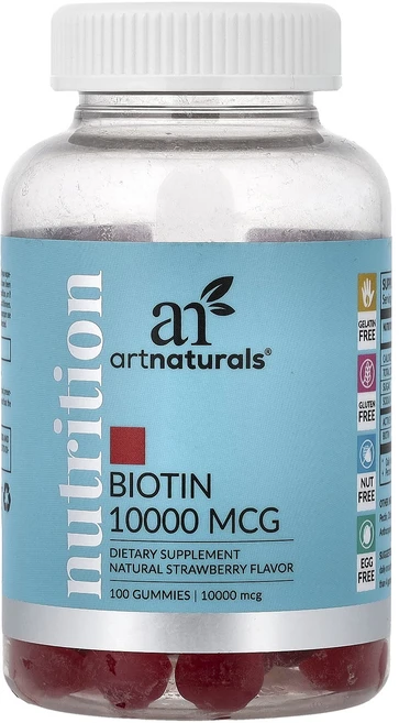 너무좋습니다 artnaturals Nutrition 비오틴 구미젤리 천연 딸기 구미젤리 100개(구미젤리 1개당 5000mg) 어깨를언제나 활짝펴세요, artnaturalsNutrition비오틴구미젤리천연딸 - 쿠팡