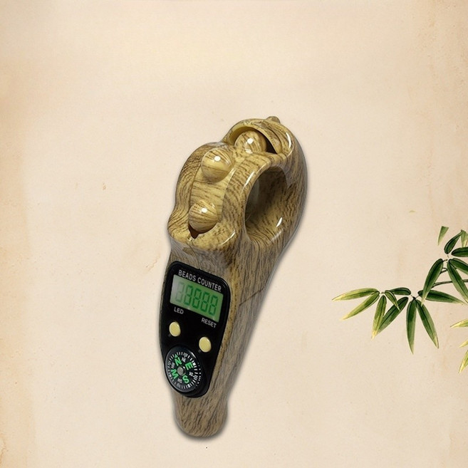 JIXIN 電子計數器，附指南針功能，木紋質感設計，靜音按鍵操作，適合念經與日常計數使用, 1個, 一個解壓計數器（桃木色）