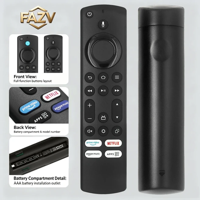 FAZV 음성 리모컨 (아마존 파이어 스틱 2/3/4K H69A73 L5B83G 기본 스마트 TV EL7365/EL7366/EL7367/EL7368, 01 China Mainland, 02 AF-V7