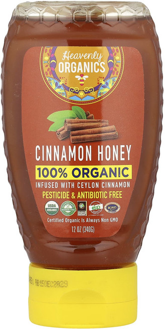 건강챙기세요 Heavenly Organics 100% 유기농 계피 꿀 340g(12oz) 백살까지오래오래, HeavenlyOrganics100유기농계피꿀340g1, 340g, 1개