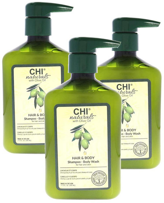 치 내추럴 올리브오일 샴푸 바디워시 CHI Naturals Olive Oil Shampoo BodyWash, 3개, 340ml