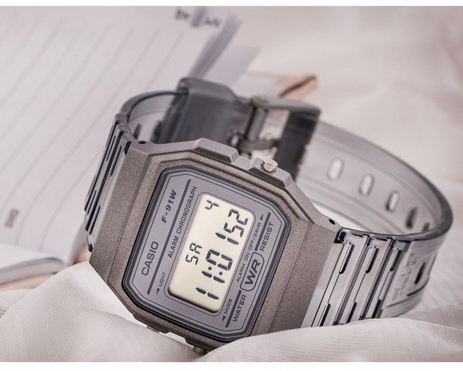 카시오 투명 스켈레톤 다이버 클리어 디지털 전자시계 F-91WS-7D