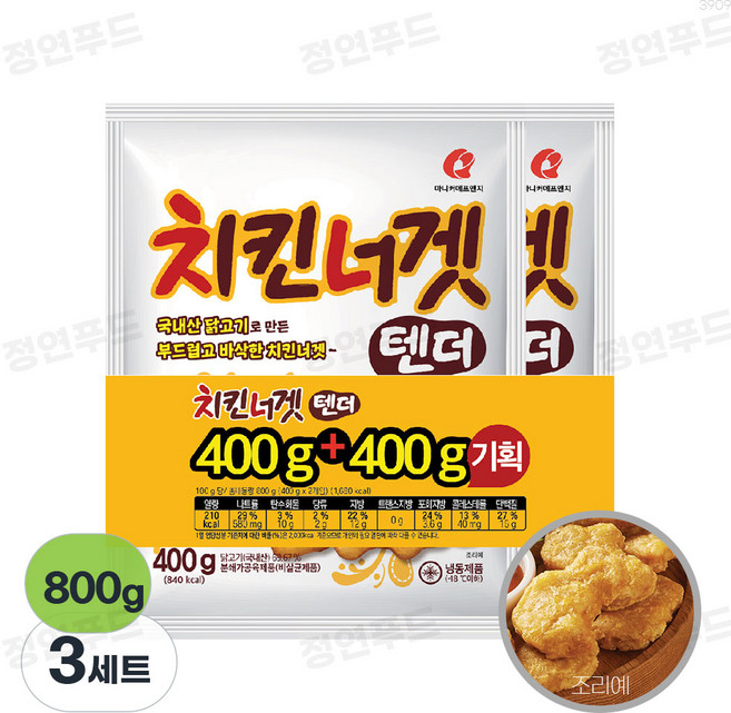 마니커에프앤지 치킨너겟텐더 400g+400g(번들), 3개, 800g