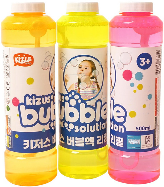 키저스 대용량 비눗방울 버블건 리필 액, 500ml, 3개