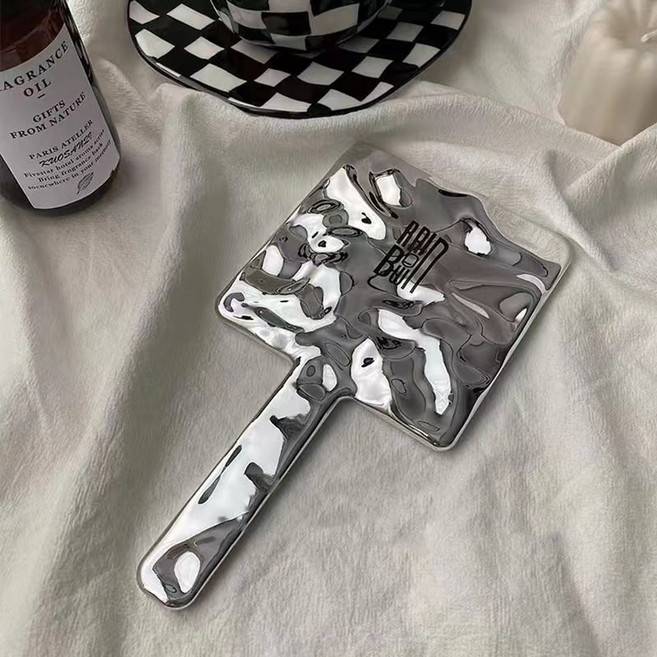 오로라 메탈 심플 캐주얼 미니 휴대용 손거울, 1개