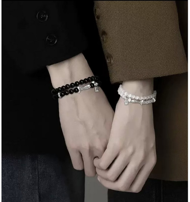 룰루빈빈 불교 오닉스 연꽃(은925) 악한기운 막는 액막이 염주팔찌 심플 남녀공용 팔찌