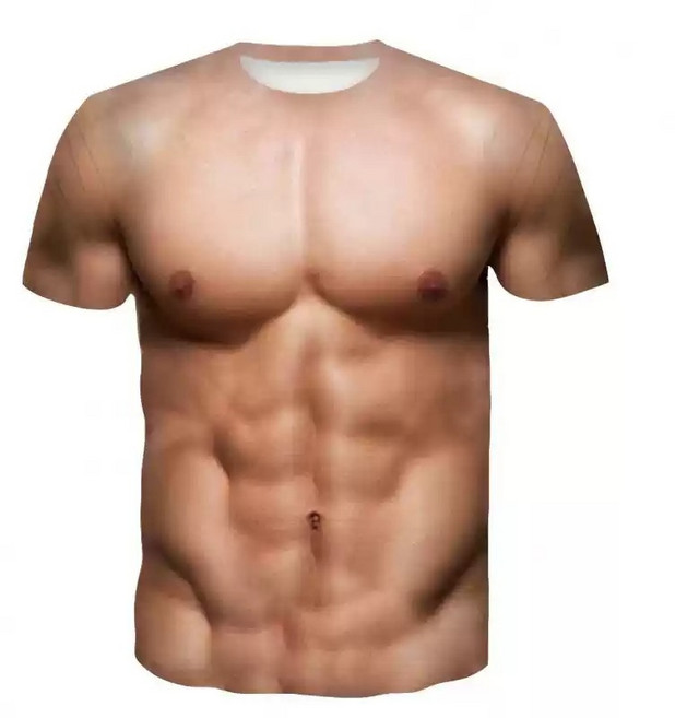 식스팩 몸짱티 웃긴티셔츠 헬창옷 근육티 특이한옷 쓸데없는선물 A XS