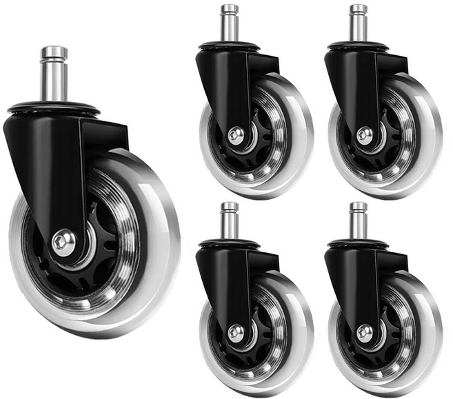 중형사이즈 무소음 인라인 의자 바퀴 링 회전 회색 AH25RM11 캐스터 2.5인치 5개입, 1세트