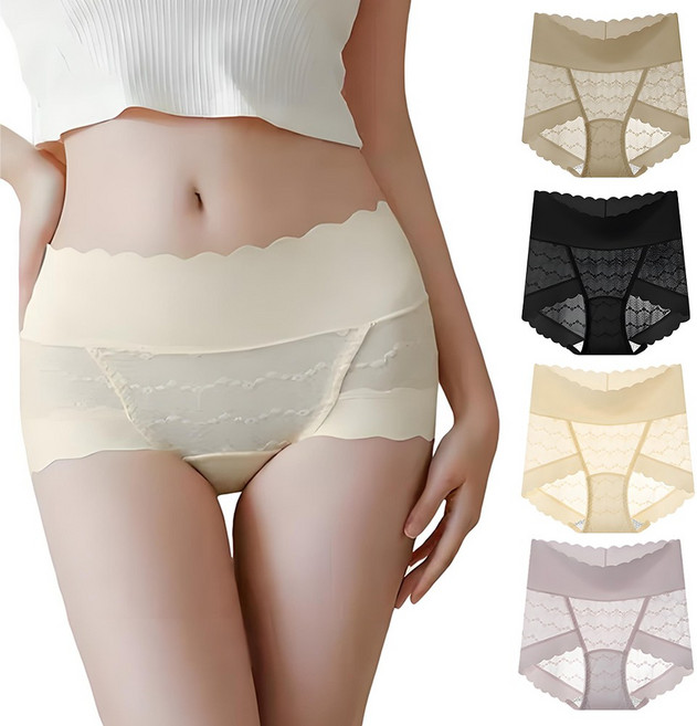여성 하이웨스트 복부 팬티 레이스팬티 심리스 삼각팬티4P (241)