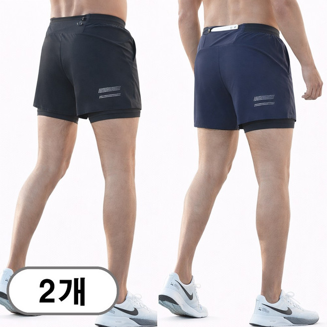 차쿠 1+1 남성 러닝 반바지 속바지 이중 레깅스 타이즈 숏팬츠 조깅 달리기 반바지 휴대폰 포켓 수납