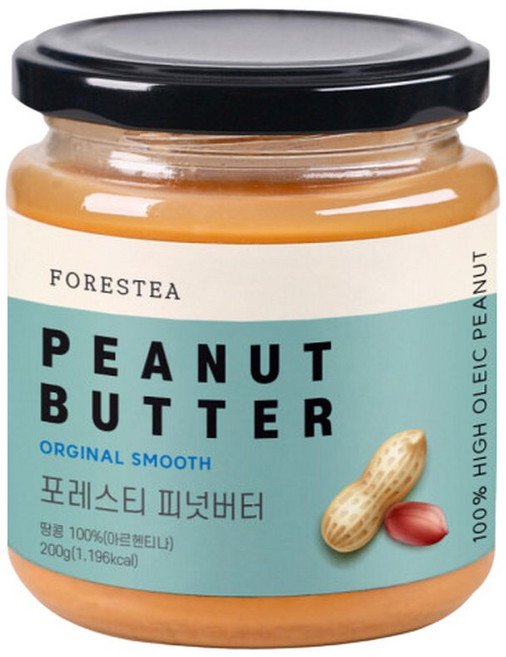 포레스티 무첨가 땅콩버터 260g 1병 국내제조 무가당 피넛버터 가장 최근 제조된 상품으로 발송됩니다., 1개