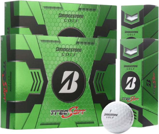 브리지스톤 NEW 트레오 소프트 2.0 2피스 비거리 고반발 장타 골프공, 2세트, 12개입, 화이트