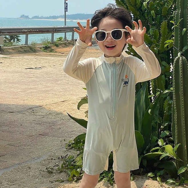 헤이미니미 다이노 라이트 남아수영복 래쉬가드 유아 아기수영복 올인원