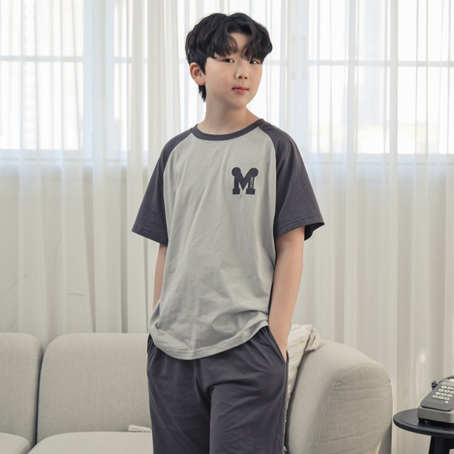 코코드림 순면 M라벨 나그랑 청소년 중학생 주니어 남자 반팔 반바지 잠옷 세트