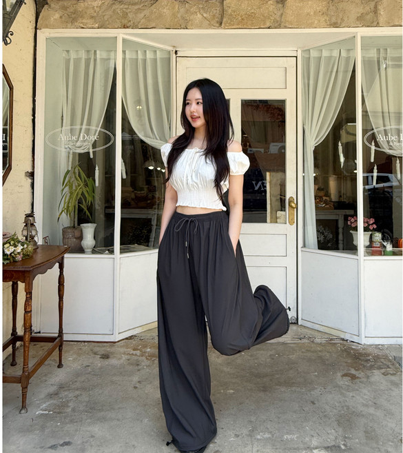 제이닝 여름쿨링[숏 롱/투웨이/4COL] 여름 기장선택 투웨이 밴딩 밑단 스트링 와이드 조거 팬츠 핀턱 여름팬츠 썸머팬츠 하비추천 키작녀 빅사이즈 아이스 바지