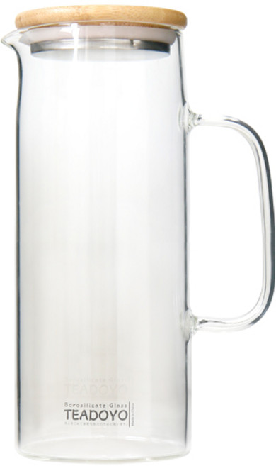 원목뚜껑 내열유리 물병, 투명, 1000ml, 1개