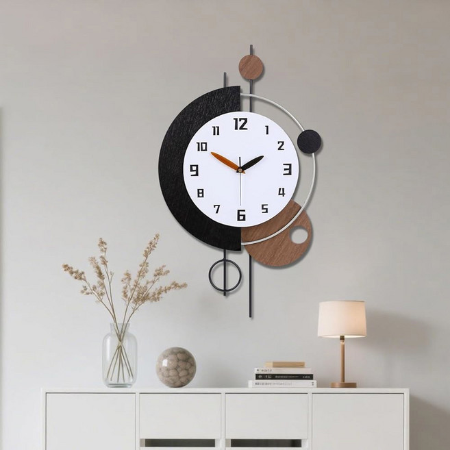 QWANPET 거실용 대형 벽시계 무소음 쿼츠 배터리 작동 주방 욕실 침실 홈 벽 장식용 현대적인 장식 벽시계 33 x 71.1cm(13 x 28인치), D-brown