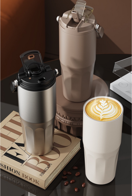 프리미엄 316 스테인리스 손잡이 텀블러, 1개, 800ml, 실버