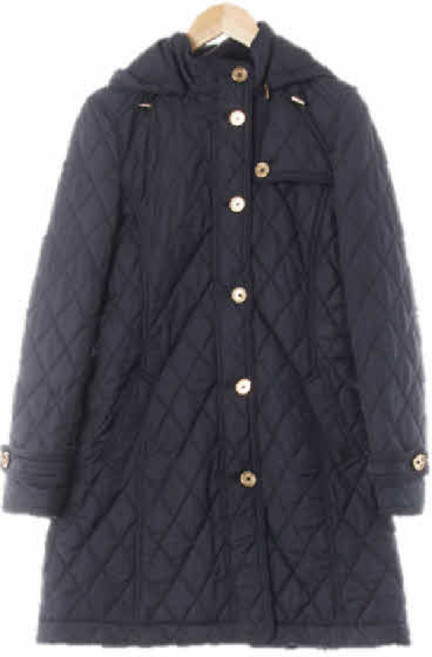 9399 빈폴 글로시딥네이비 덕다운 골드버튼슬림롱경량패딩