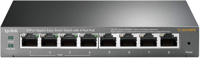 TP-Link 스위칭 허브 PoE 기가 8포트 PoE 자동 MDIMDI-X 5년 보증 TL-SG108PE, 1개