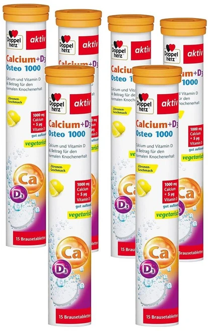 독일 도펠헤르츠 Doppelherz Calcium + D3 칼슘 + 비타민D3 Osteo 1000 발포정, 6개, 15정 - 쿠팡