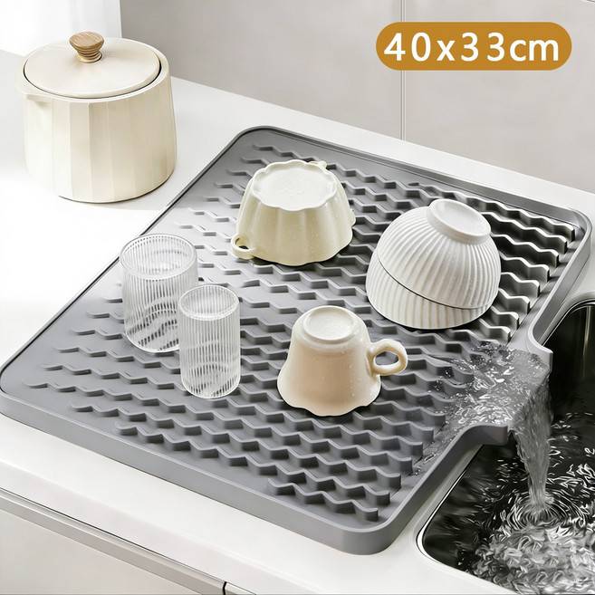 오토림 논슬립 실리콘 다용도 매트 식기건조 매트 물빠짐 주방 매트 특대형, 1개, gray