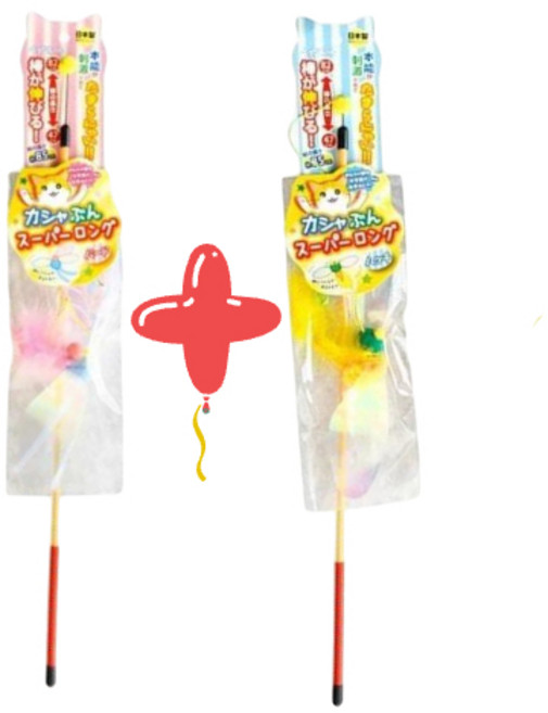 카샤카샤 고양이 붕붕 슈퍼롱 와이어 낚싯대 2종 x 2p 세트, 벌, 새, 1세트