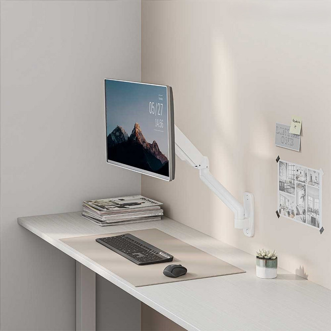 마운트뷰 벽걸이형 싱글 모니터암 거치대 MV-WG10 PLUS, 1개, 화이트 [EX1442]