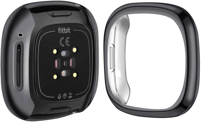 Fitbit Versa 4용 소프트 TPU 풀 커버 케이스 Sense 화면 보호기 도금 범퍼, 04 For Fitbit Versa 3, 05 Gun Color