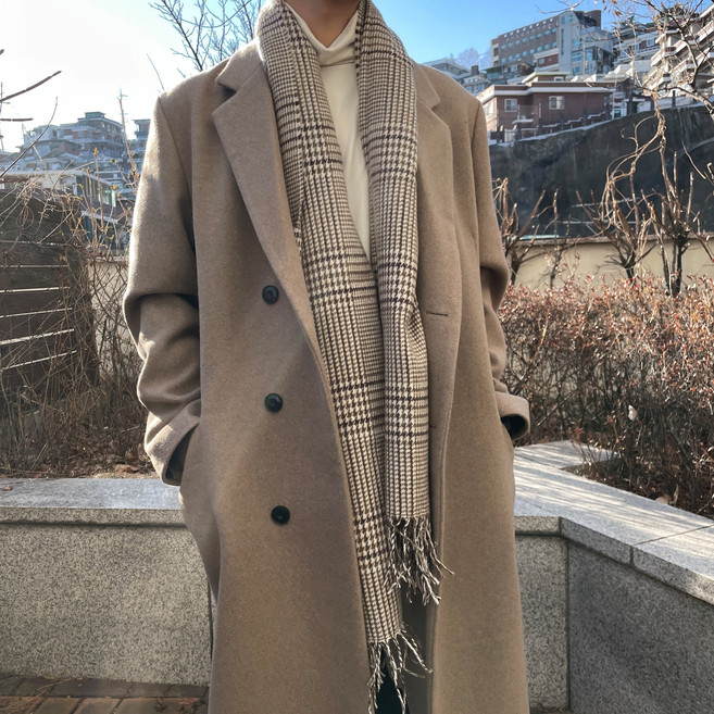 클레프나인 남자 여자 체크 머플러 하운드 겨울 목도리 학생 커플목도리 Hound