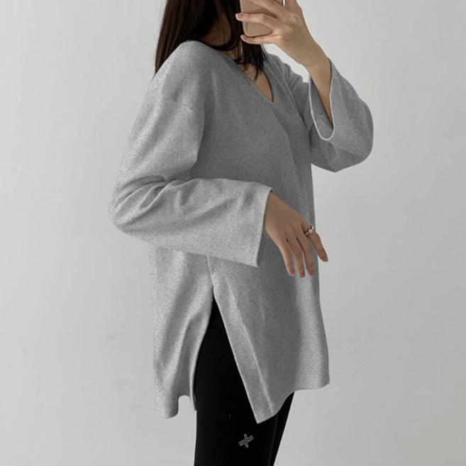 마이쏭 여성 빅사이즈 기모티 여리핏 레이어드 이너티 라라유넥도톰피치롱티