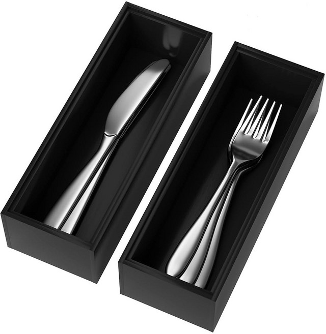 리플렉스 대나무 X 2 2개 77인치 외부 서랍 실버웨어 좁은 스태커블 내부 11 트레이 1 및 상자 3인치 식기 12인치 주방용 2인치 정리함, 9 x 3 x 2 Inch, Black