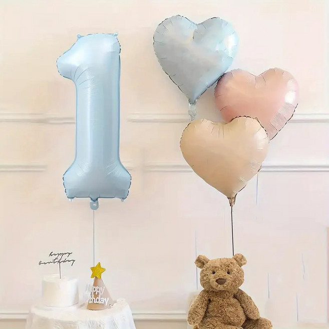 BABY 파우더 러브 숫자 풍선 세트, 1, 베이비블루