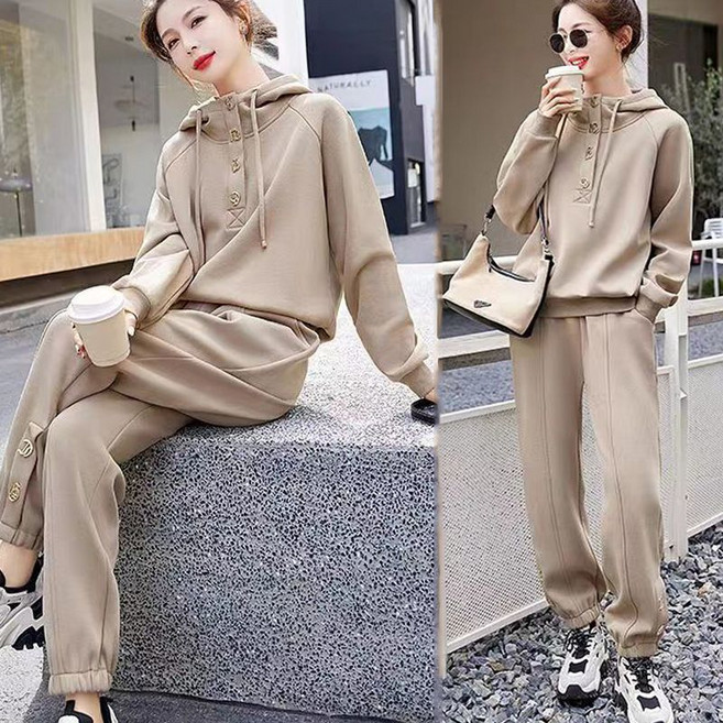 AOKADA 여성 맨투맨 후드티 조거 팬츠 트레이닝 투피스 츄리닝 상하의 세트