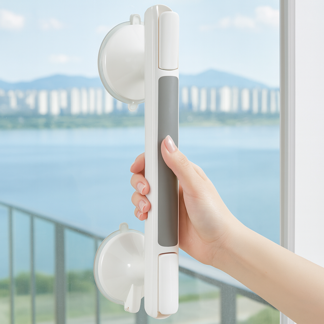 유니팡 무타공 화장실 냉장고 유리창 문고리 안전 손잡이, 1개