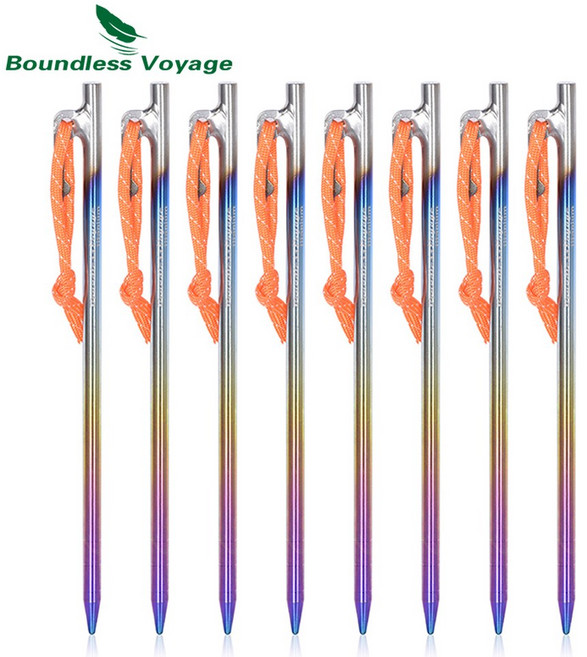 BOUNDLESS VOYAGE 티타늄 합금 캠핑 TI 텐트 하이킹 원예용 말뚝 여행 야외, 24CM 8PCS, 1개
