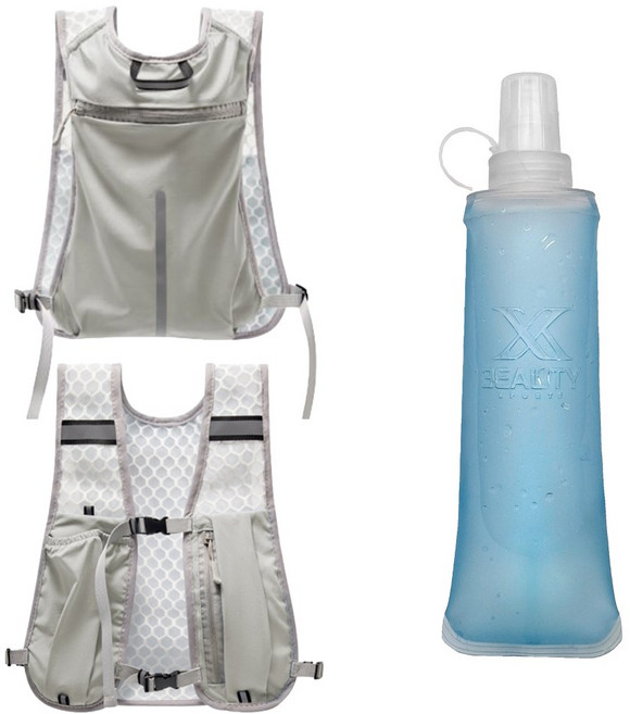 2위 - 엑스뷰티 경량 러닝조끼 14종 러닝 베스트 마라톤 가방 스포츠백팩 + 소프트플라스크500ml 러닝 물병 등산