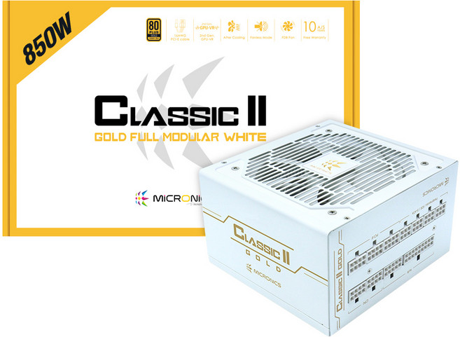 마이크로닉스 CLASSIC II GD 850W 80PLUS 230V EU Gold 풀모듈러 화이트 파워서플라이