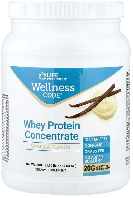 라이프익스텐션 Wellness Code 농축 유청 단백질 바닐라 500g(1.10lb), 1개, 500g - 쿠팡